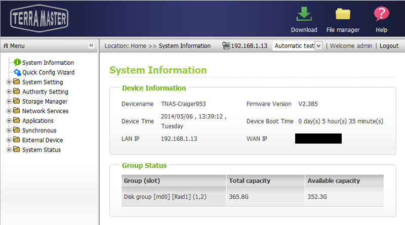 TerraMaster F2-NAS 2 landing page