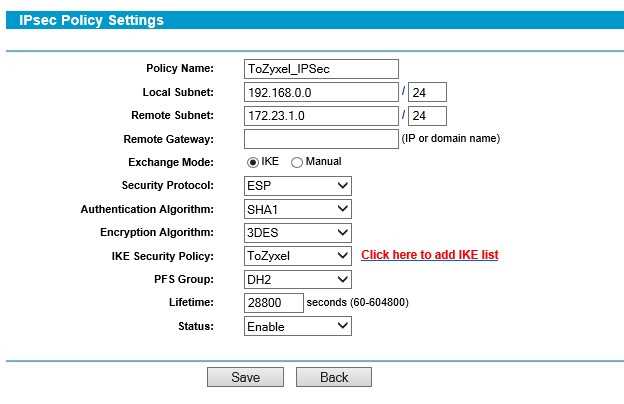 IPSec Config