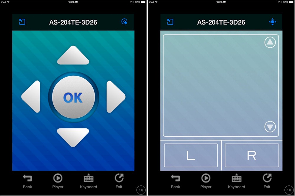 AiRemote Navigation arrows and trackpad