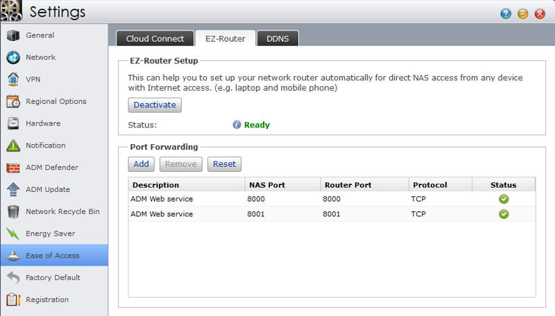 ASUSTOR ADM2.1 Settings Application