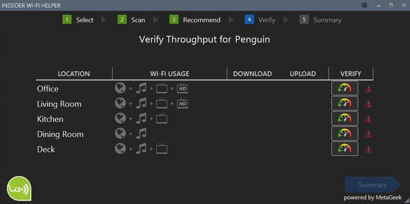 MetaGeek inSSIDer Wi-Fi Helper locations ready to verify