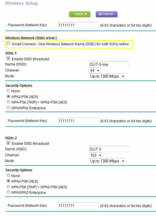 Basic Wireless Settings for Smart Connect