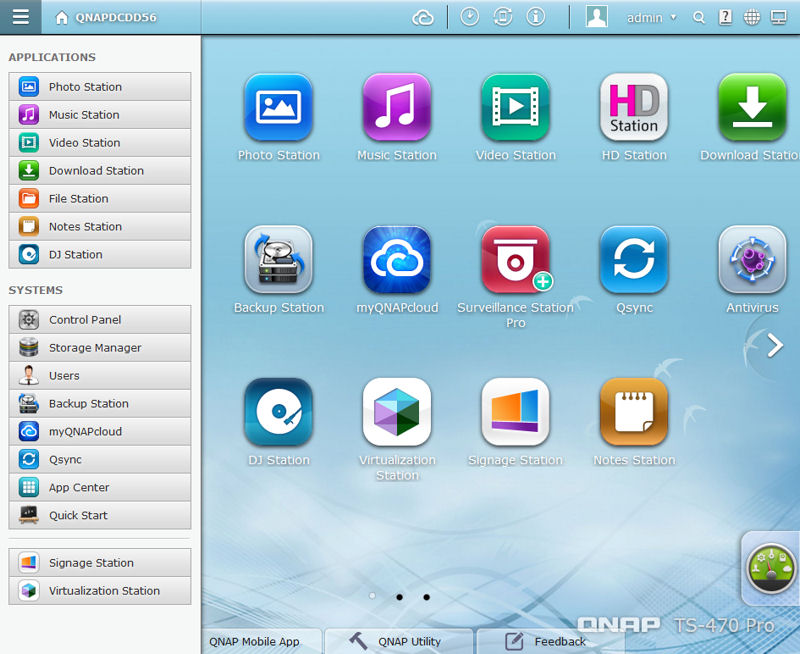 QNAP QTS 4.1 Menu