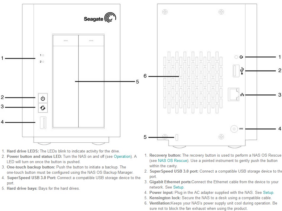 Seagate NAS 2-bay callouts