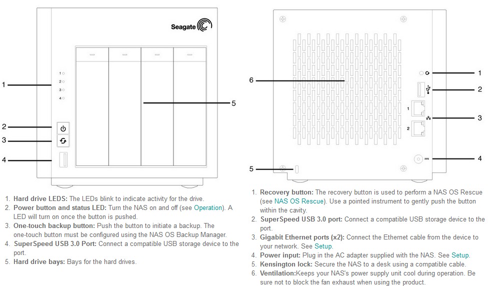 Seagate NAS 4-bay callouts