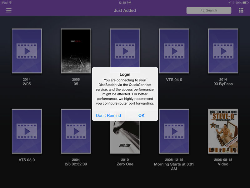 Synology DS Video QuickConnect Login Warning
