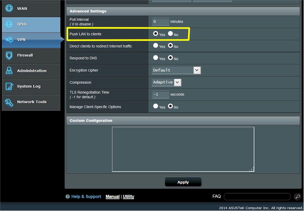 VPN Server Advanced Settings - Basic config