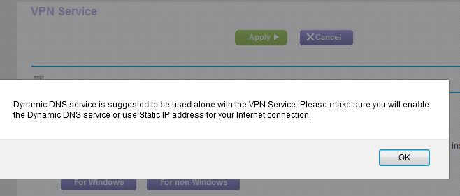 NETGEAR VPN warning
