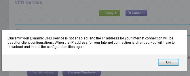 NETGEAR VPN warning