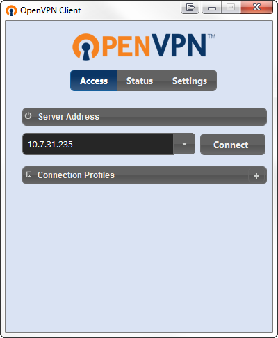 Ventana del cliente OpenVPN que ganó