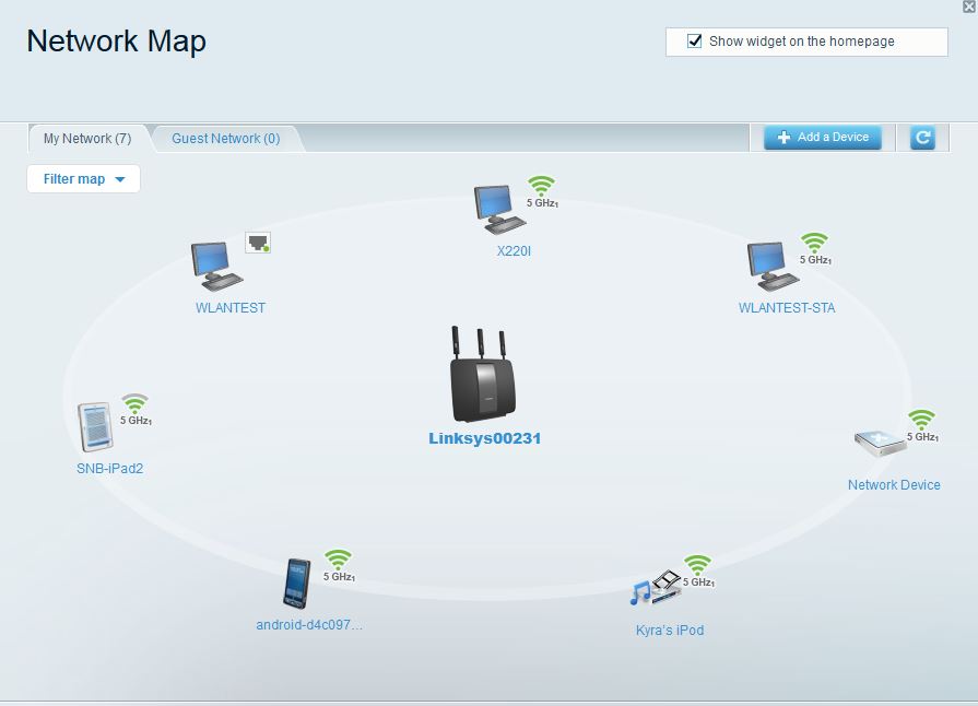 Network Map - All clients on 5GHz - 1 radio