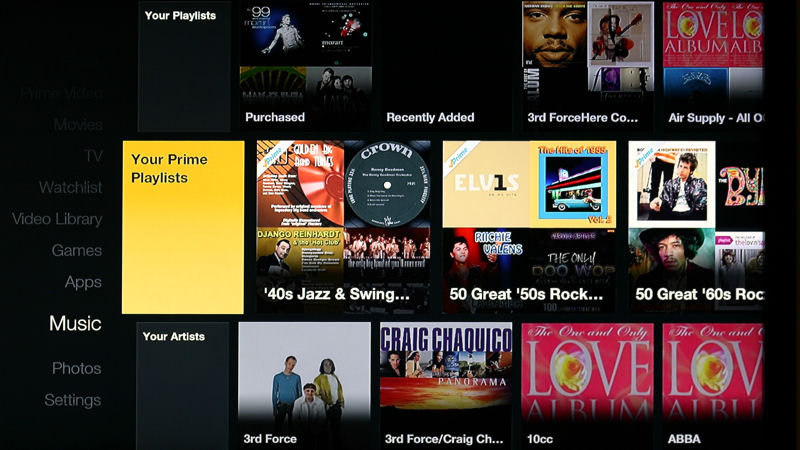 Amazon Fire TV Stick - Music menu