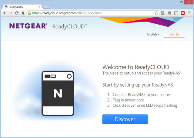 NETGEAR ReadyCLOUD landing page