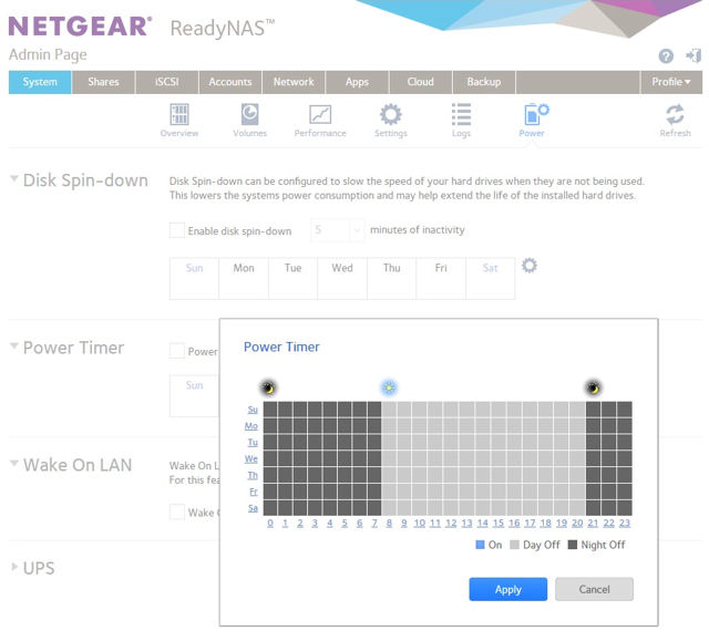 NETGEAR ReadyNAS OS6.2 Power Timer