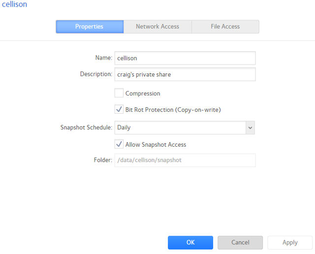 NETGEAR ReadyNAS OS 6.2 - Share properties