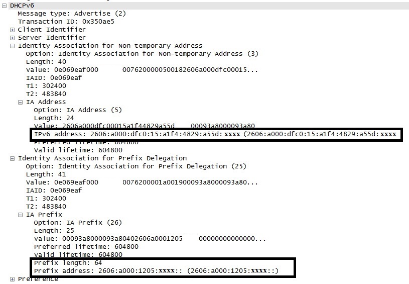 DHCPv6 Wireshark trace