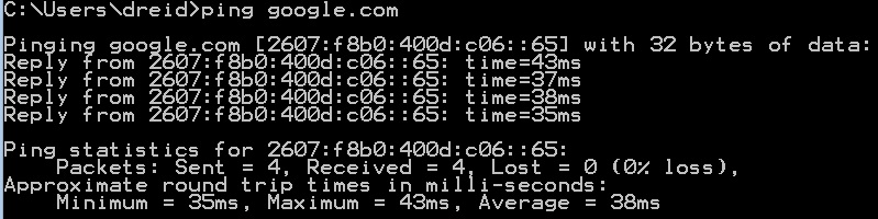 Ping IPv6