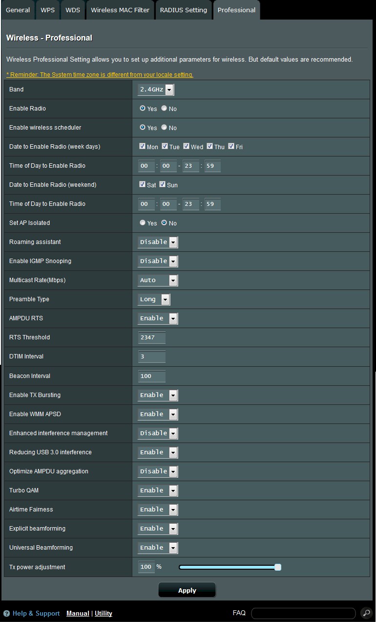 Wireless Settings - Professional