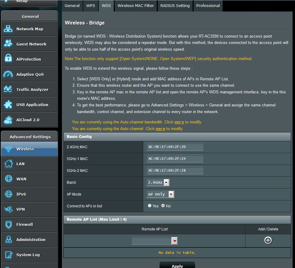 Wireless Settings - WDS