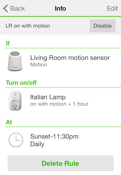 Belkin Wemo Motion Rule rule summary