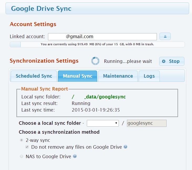 Google Drive Sync Options