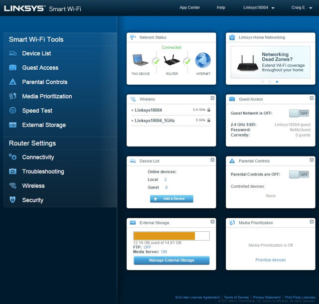 Linksys EA6350 Landing Page