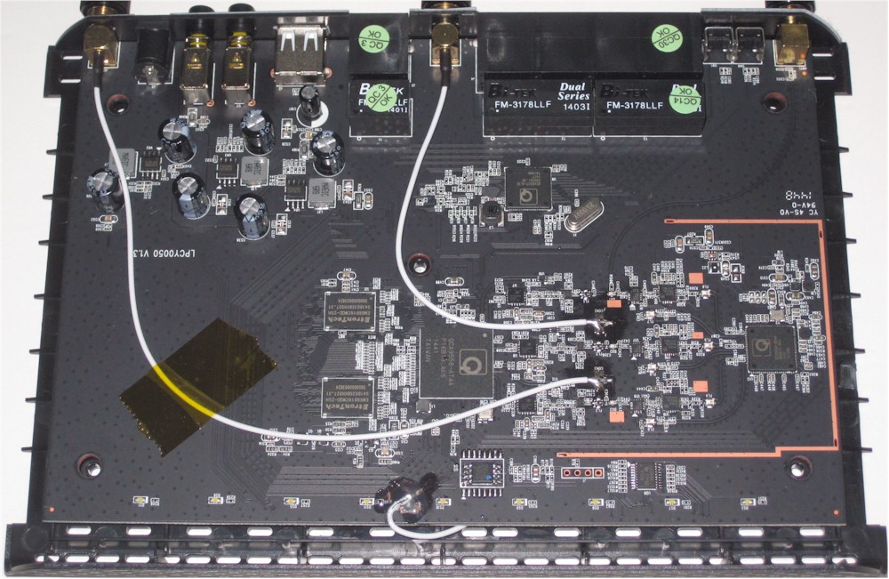 Amped Wireless RTA1750 Component side of the main PCB