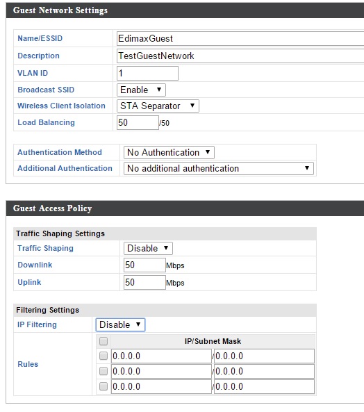 Guest Network Options