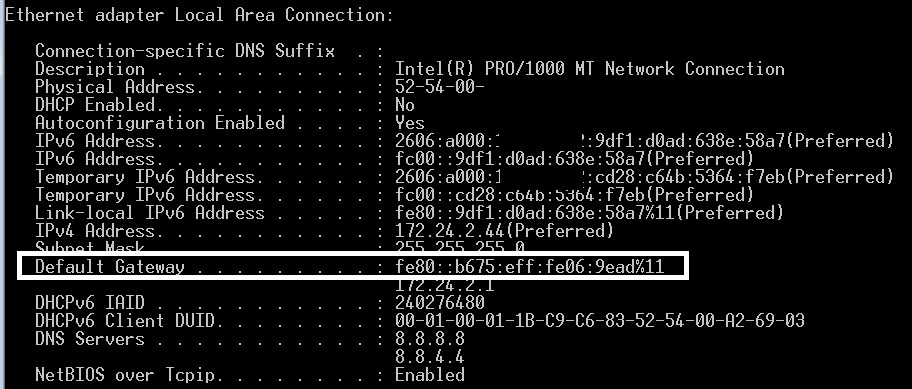 IPv6 Default Gateway