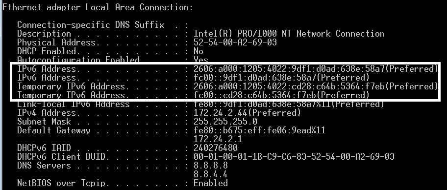 Windows' Temporary IPv6 Addresses