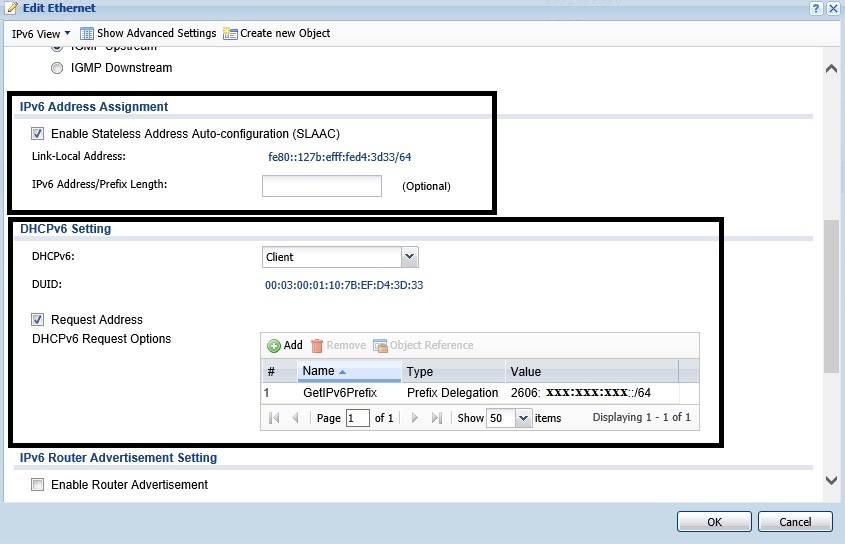 IPv6 WAN Config