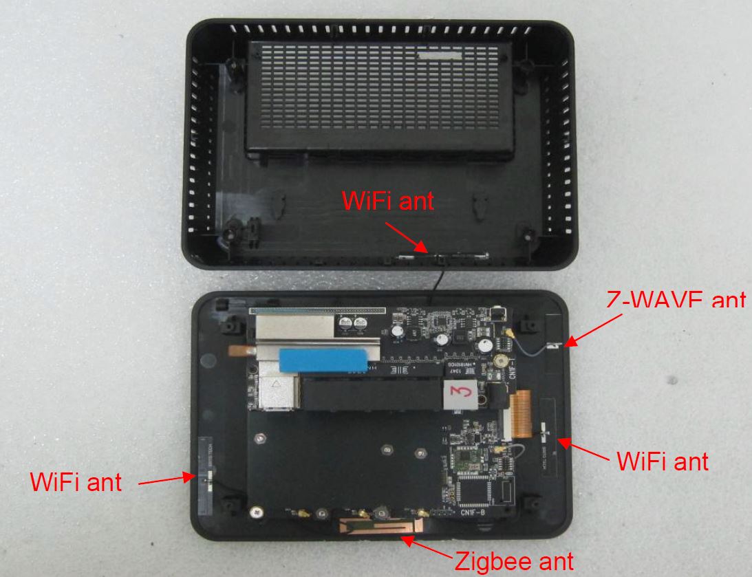 Securifi Almond+ interior showing antenna placement