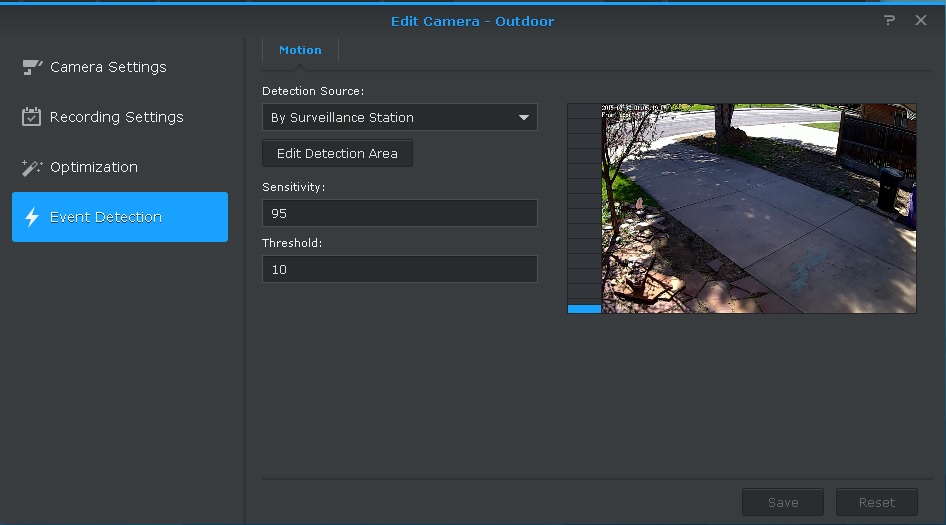 Surveillance Station Event Detection - below threshold