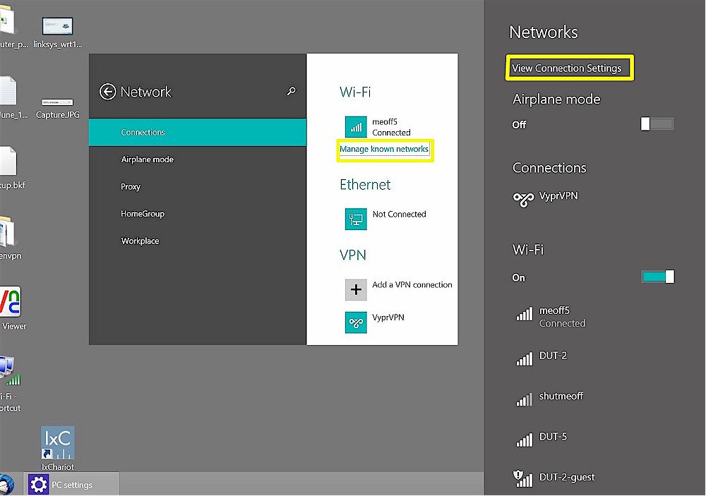 Windows 8.1 wireless network management