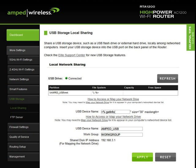 Amped Wireless RTA1200 - USB Storage