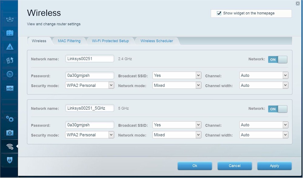 EA8500 Wireless defaults