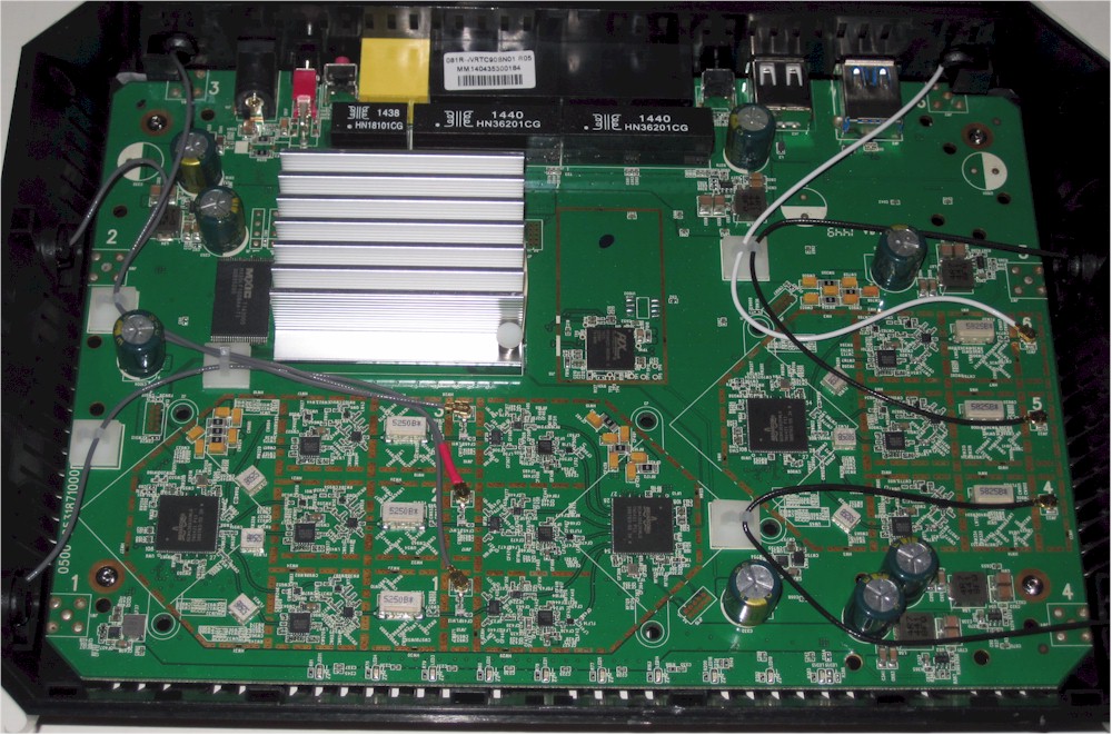 TRENDnet TEW-828DRU Component side of the main PCB