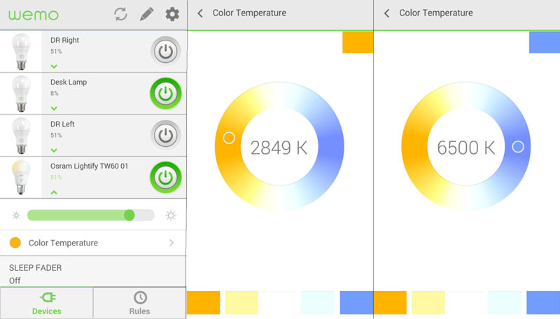 Belkin WeMo/OSRAM tunable lights temperature control panel