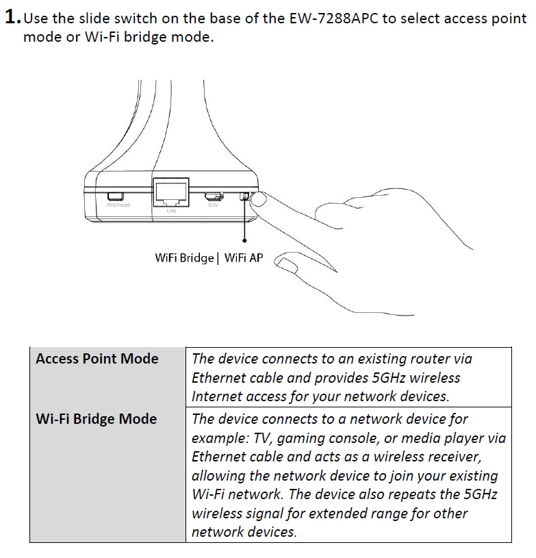 EW-7288APC AP to Bridge switch