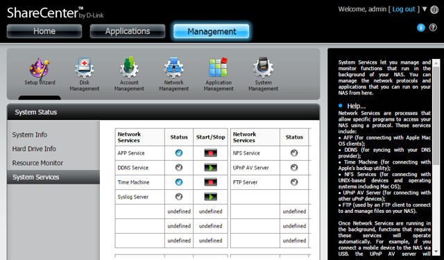 D-Link DNS-340L System Services