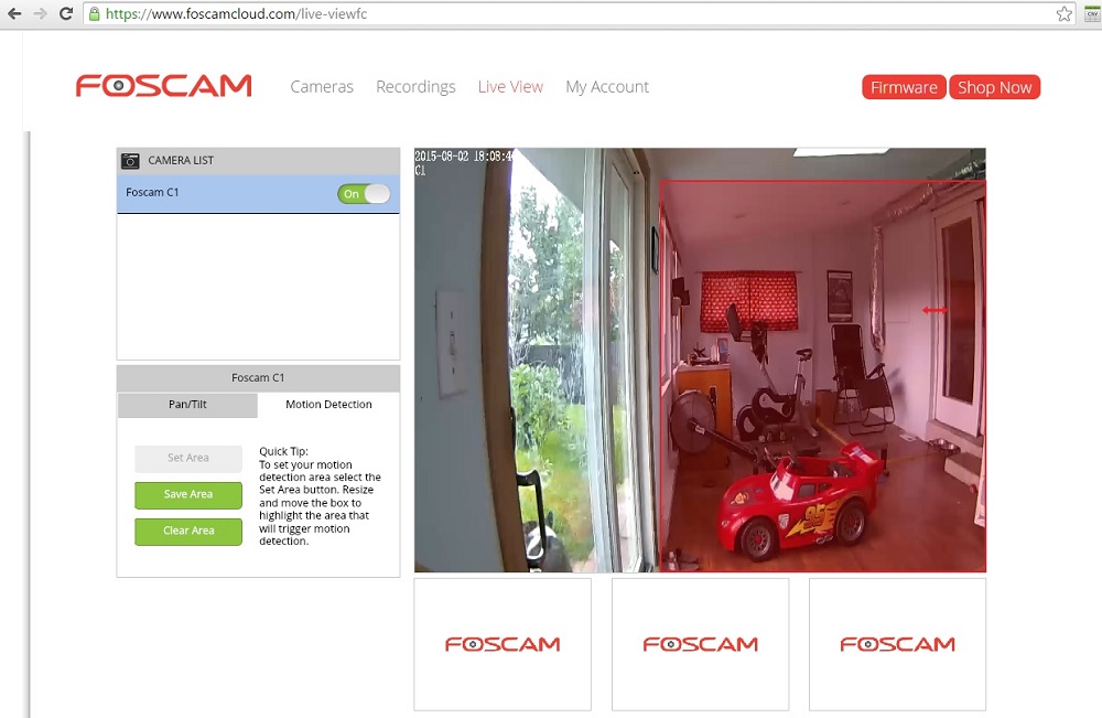 Foscam Cloud's motion detection area settings