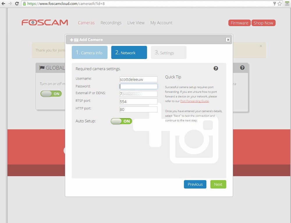 Foscam app screens