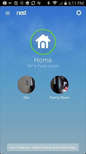 Nest Cam entry screen