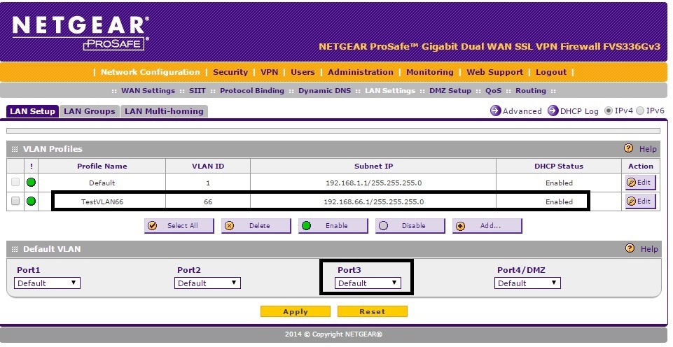 FVS336Gv3 Add VLAN