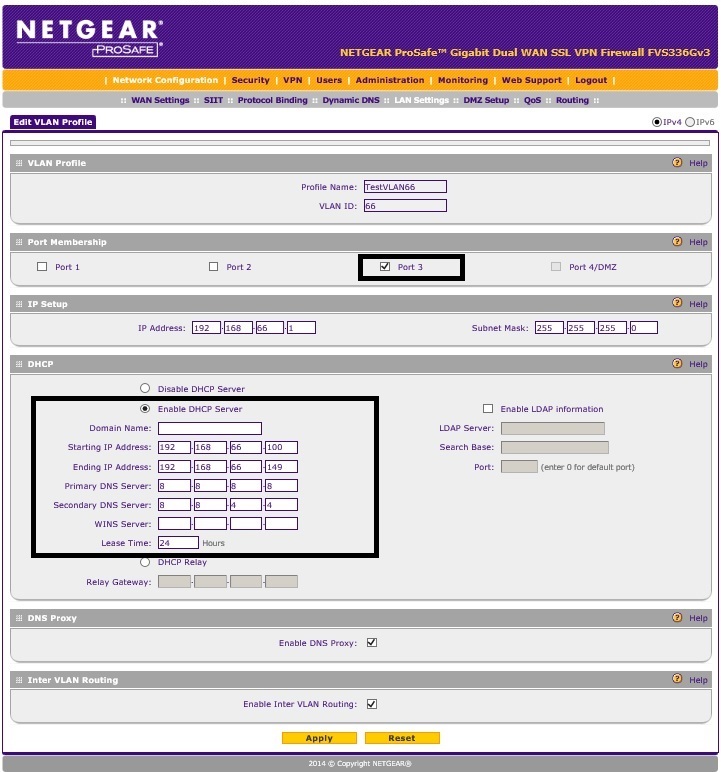 FVS336Gv3 VLAN Profile