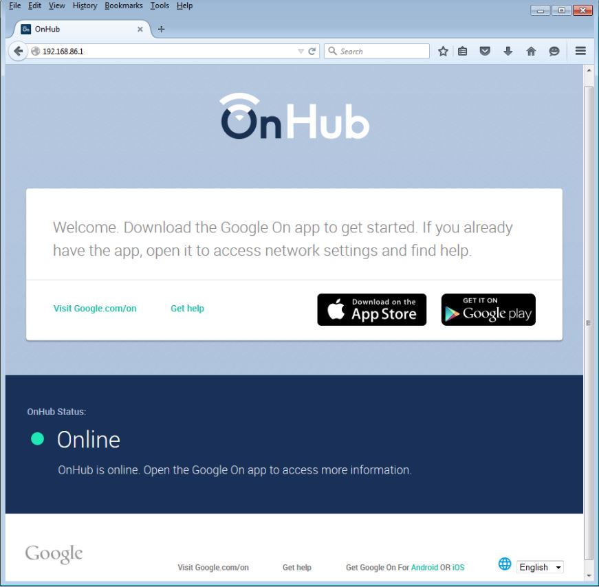 OnHub browser admin interface