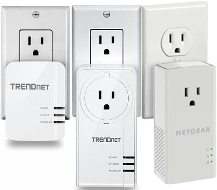 TRENDnet TPL-420E, TPL-421E & NETGEAR PLP1200 plugged in