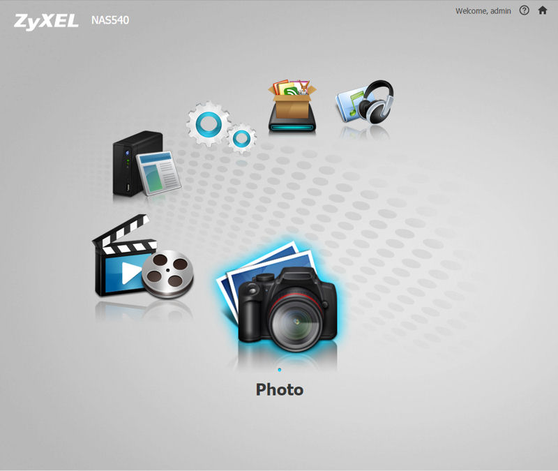 ZyXEL NAS540 Playzone landing page