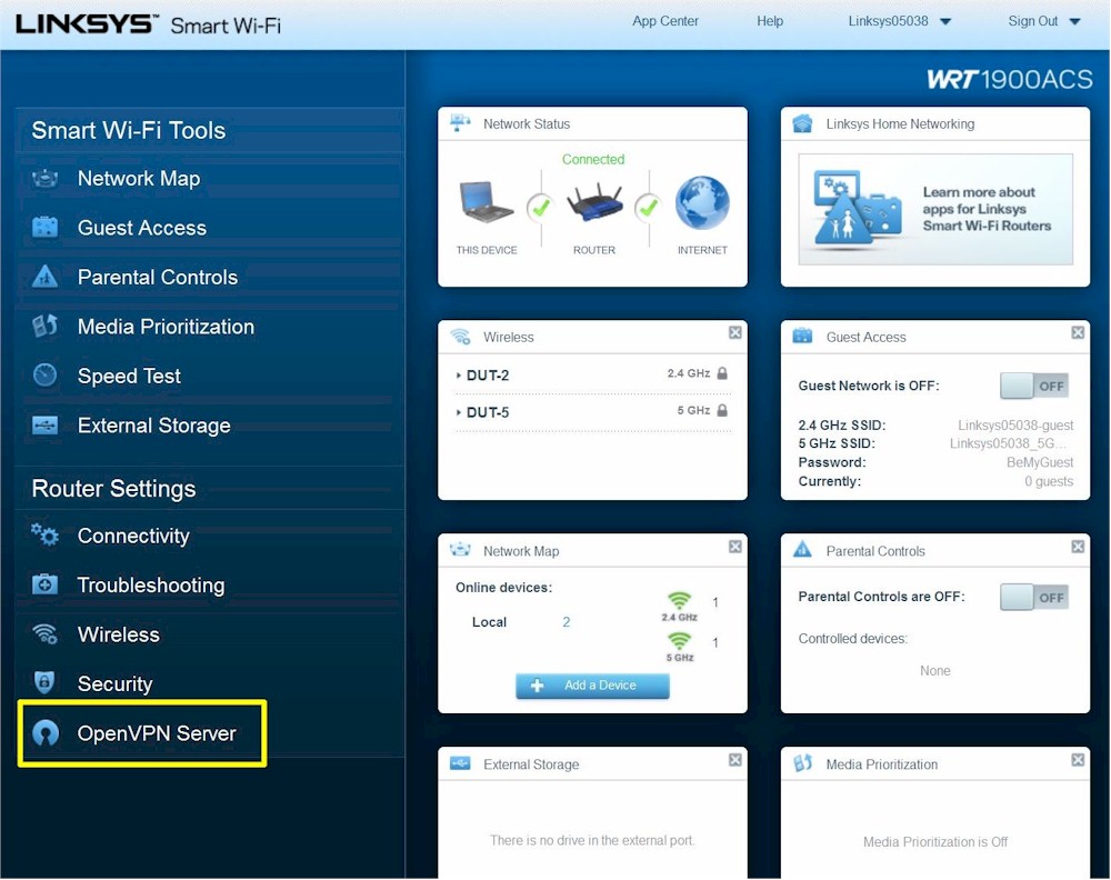 WRT1900ACS Dashboard