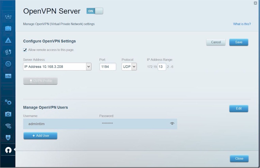 OpenVPN Server settings